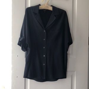 Theory navy silk top
